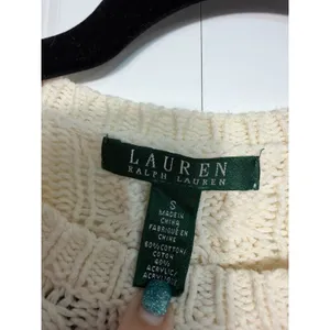 Lauren Ralph Lauren Cotton Cableknit Cream Sweater Women's Size Small thumbnail 3