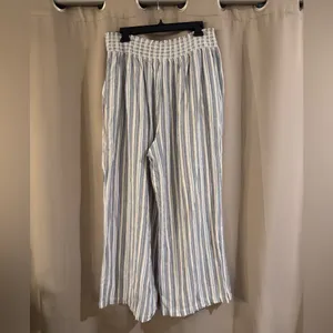 Ellen Tracy Blue and Cream Striped Wide Leg Pants thumbnail 3