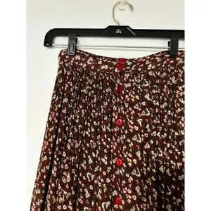 VINTAGE Jane Ashley Burgundy Floral Two Piece Shirt and Pleated Midi Skirt ML thumbnail 8