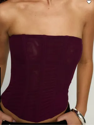Princess Polly Oscuro Longline Mesh Corset Top Currant thumbnail 5
