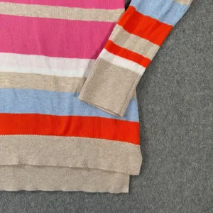Gap Striped V-Neck Pullover Sweater Women's Medium Long Sleeve Cotton thumbnail 2