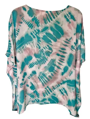 Belle By Kim Gravel Print Top Aqua Tie Dye Medium thumbnail 2