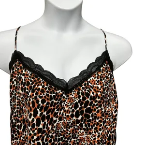 Y2K Scoop Women Leopard Cropped Cami Top XL‎ Lace Trim Night Club Coquette Layer thumbnail 5