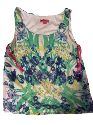 Betsey Johnson Floral Scoop Neck Tank in Green, Purple & Pink thumbnail 1