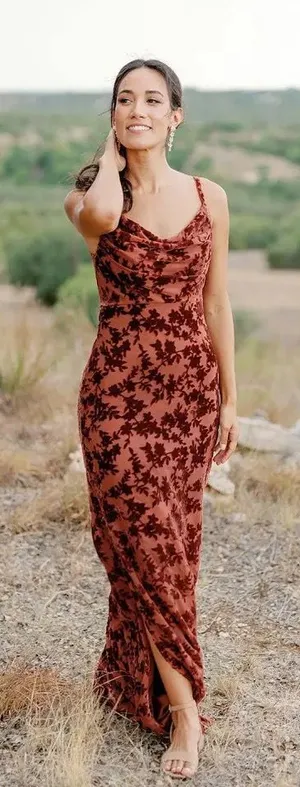 Revelry Teracotta Bridesmaid Dress Red Size M thumbnail 1