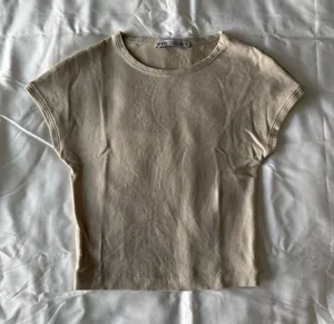 Beige Cropped Short Sleeve Tee From Italy thumbnail 1