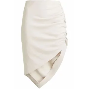 ✨IRO Luncie Asymmetric Ruched Crepe Mini Sz 34/2 Skirt In Cream✨ thumbnail 3