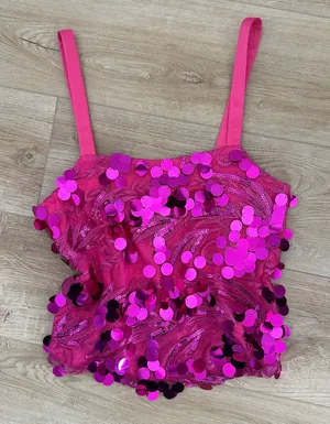 Anthropologie Porridge y2k hot pink sequins cami tank thumbnail 1