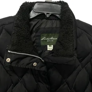 Eddie Bauer Large Petite Quilted Duck Down Puffer Winter Jacket Sherpa Black‎ thumbnail 3
