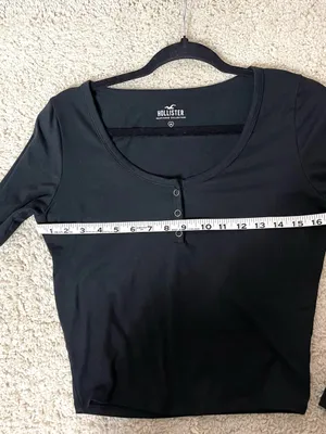 Hollister Black Long-Sleeve Henley Crop Top thumbnail 3