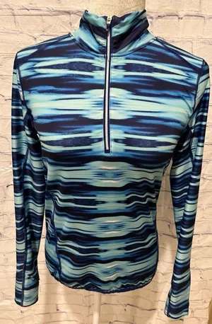 Lauren RALPH LAUREN ACTIVE Women's 1/4 Zip Athletic Top Blue/light blue Small thumbnail 1