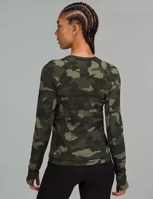 Lululemon Its Rulu Run Long Sleeve Shirt in Heritage 365 Camo Medium Olive Multi thumbnail 3