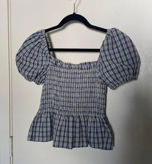 Plaid Puff Sleeve Top thumbnail 1