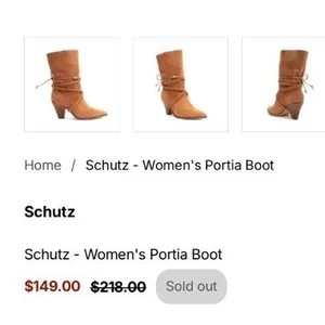 Schutz Portia Suede Ankle Boots Honey Peach Tan Leather‎ Wrap Straps Size 6B thumbnail 2