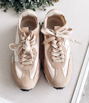Steve Madden Campo Beige Suede & Canvas Platform Sneakers | Women’s Size 6 thumbnail 1
