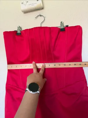 House of CB Laila Red Satin Strapless Hourglass Cocktail Mini dress Size M NWOT thumbnail 13