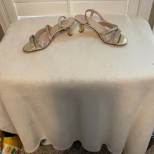 Gold Rhinestone Strappy Slingback Heels Size 9 thumbnail 2