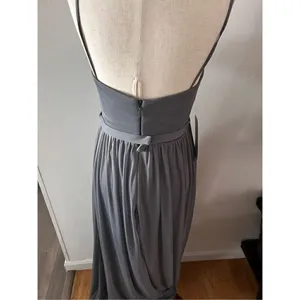 Azazie Leah style steel gray bridesmaid made of honor dress maxi with pockets se thumbnail 3