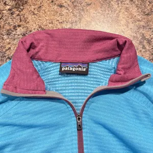 Patagonia Womens 1/2 Zip Base Layer Power Dry Grid Fleece Blue Size Medium DZ thumbnail 3
