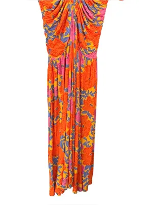 ANTHROPOLOGIE Farm Rio Short Sleeve Ruched Midi Dress Tropical Floral Size M NEW thumbnail 6