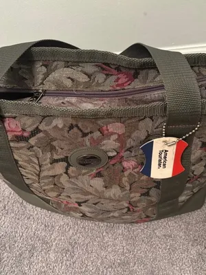 Large Floral Jacquard American Tourister Tote in Olive thumbnail 7