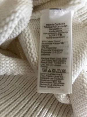J Crew Relaxed White Cotton Blend Sweater Sz M Crew Neck Knit Summer Preppy thumbnail 6