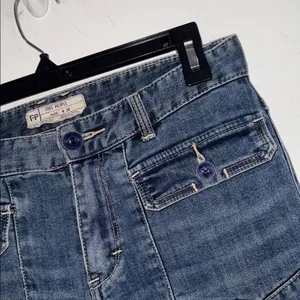 Free People Jeans Womens 26 Blue Denim Pockets Mid Rise Flared Grunge Hippie Y2K thumbnail 3
