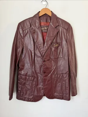 Vintage women’s Etienne Aigner Red Burgundy Leather Jacket, size 16 ©️ thumbnail 1