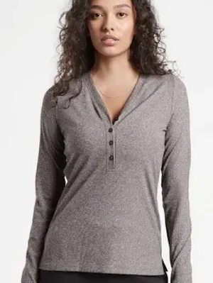 Athleta Uptempo Ribbed Henley Gray Ribbed thumbnail 1