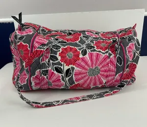 Vera Bradley Large Duffel Bag Cherry Blossoms Retired Pink Red Gray Floral thumbnail 1