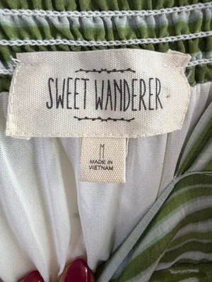 Sweet Wanderer Green Botanical Print Tie-Shoulder Tiered Midi Dress thumbnail 6