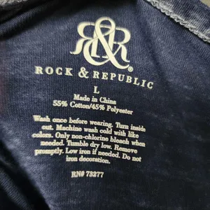 Rock & Republic Navy Festival Burnout Cutout Choker Short Sleeve Tee Size Large thumbnail 6