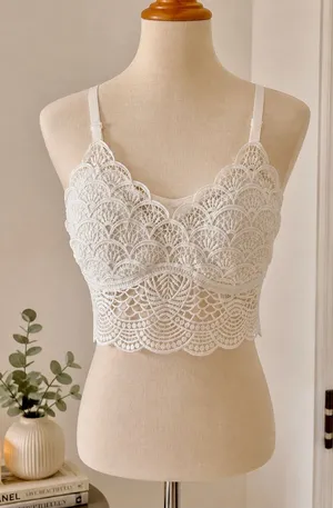 Lace Scallop Longline Bralette thumbnail 1