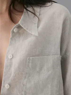 Aritzia Wilfred Reminisce Relaxed Linen Shirt Oversized Undyed Ecru thumbnail 9
