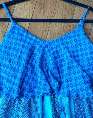 Speechless BOHO Blue Sleeveless Aztec Design Summer Dress Back Straps size xS thumbnail 8