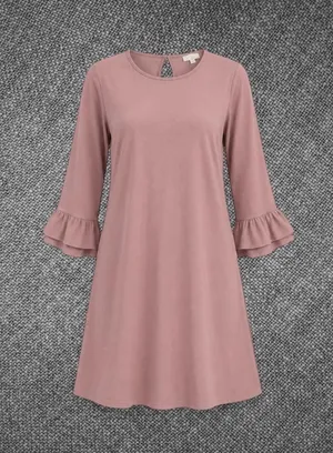 Pink Rose Vintage Blush Pink Ruffle Sleeve Swing Dress XL thumbnail 1