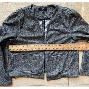 J.Crew Textured Gray Cropped Open Front Blazer‎ Jacket  Size M thumbnail 3
