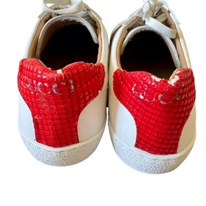 Gucci "Ace" leather low-top sneakers with crocodile-embossed leather trim SZ 36. thumbnail 7