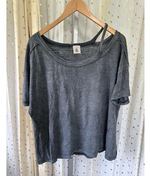 We The Free People Alex Cutout Drop Shoulders Slouchy Oversized Tee T-Shirt M thumbnail 4
