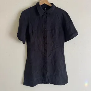 Zara Black Short Sleeve Button Down Collared Mini Shirt Dress Size Medium thumbnail 2