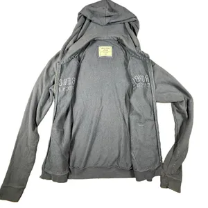 VTG Abercrombie & Fitch Hoodie Women M Blue Embroidered Big Logo Zip Up Y2K 90's thumbnail 15