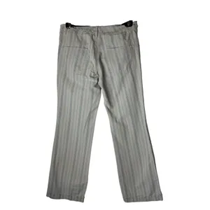 American‎ Eagle Striped Pants Women 10 Gray Blue Frayed Raw Edge Flare Retro thumbnail 3