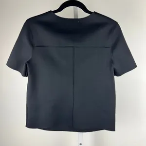 J Brand Black Scuba Short Sleeve Top Structured Raw Hem‎ Size S JW50WO4457 thumbnail 3