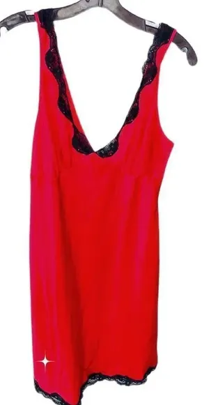 Victoria’s Secret size S red satin black lace trim thumbnail 1