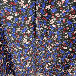 Sam‎ Edelman Tie Neck Woven Lined Blue Floral Ruffled Long Sleeve Blouse Size M thumbnail 3