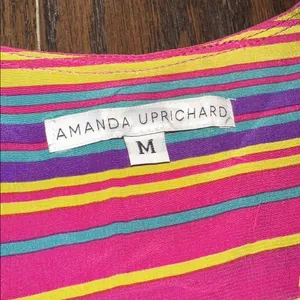 Amanda Uprichard silk Multicolor Striped V-Neck Blouse size medium thumbnail 3
