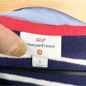 Vineyard Vines Navy Blue and White Stipe Quarter Zip Pullover Sweater Size S thumbnail 7