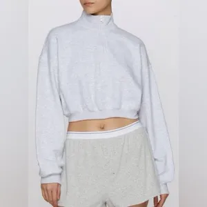 SKIMS Cotton Fleece Half Zip Sweatshirt Pullover Light Heather Grey M Limited Ed thumbnail 10