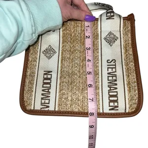 Steve Madden BWEBBER Straw Tote Crossbody Bag Beige/Brown w/Credit Card Holder‎ thumbnail 10