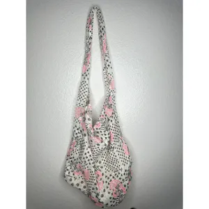 Free People Shoulder Bag Womens Large Size White Pink Floral Slouchy Bohemian thumbnail 3